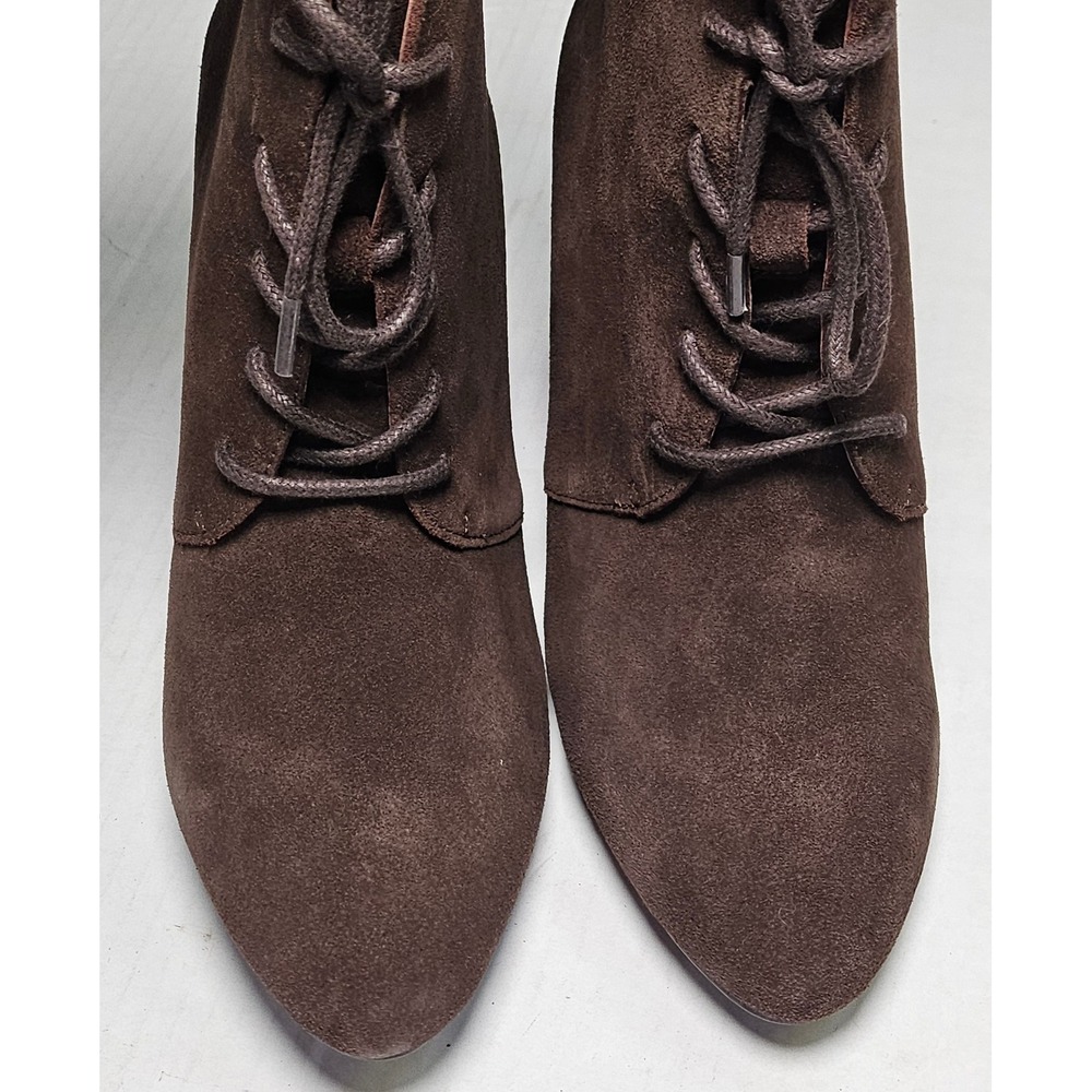 Isaac Mizrahi Live Andrea Espresso Suede Wedge Lace Up Ankle Boots Women's 7.5W
